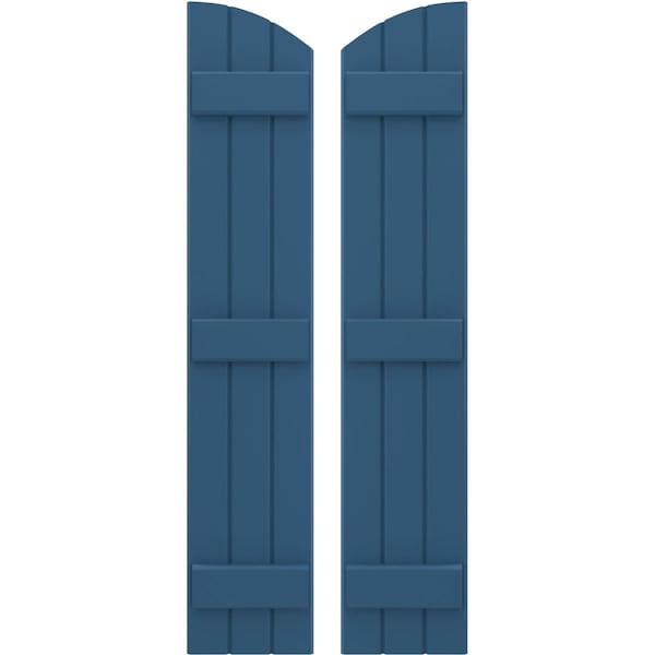 Ekena Millwork Americraft 3-Board (3 Batten) Wood Joined Board-n-Batten Shutters w/Ellipt Top, ARW401BE311X77HBH, PR ARW401BE311X77HBH - main